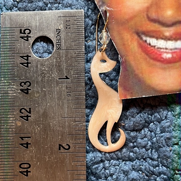 Vintage enameled cat earrings - Picture 3 of 4